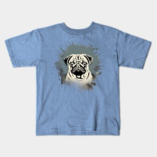 Charming Pug Grunge Masterpiece Kids T-Shirt